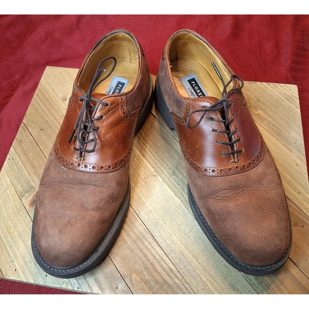 Florsheim Comfortech Mens 8 D Brown Leather Suede Saddle Oxford Vibram 70367‎